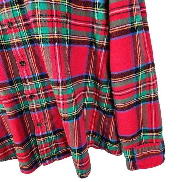 Lands' End Plaid Red & Green Flannel Shirt Mens XL - Picture 5 of 9